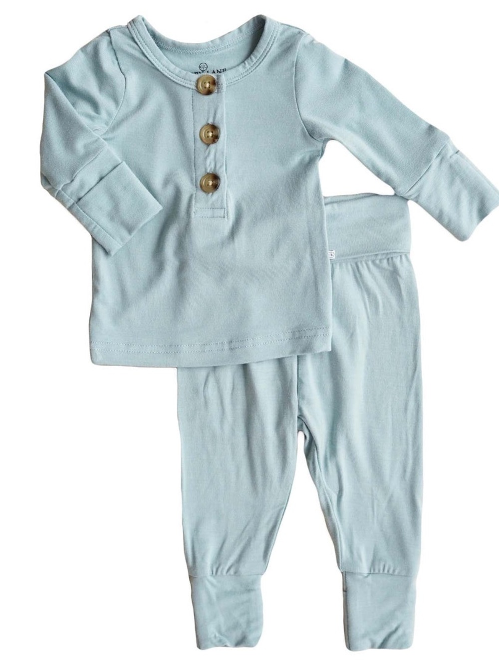 Caden Lane Ocean Bamboo Button Top & Bottom Set 3-6M Blue
